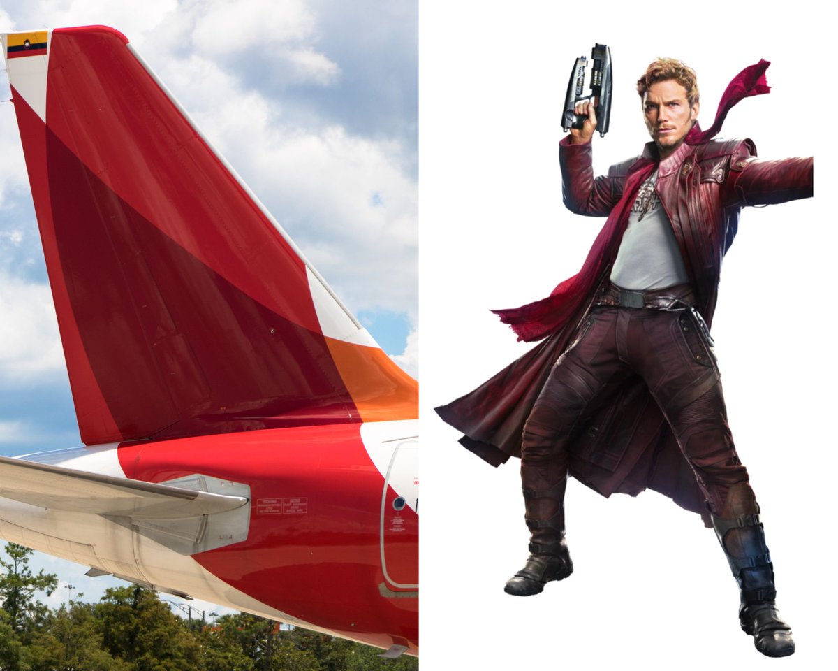 MCO's tweet photo. Nobody: 
Absolutely nobody: 
Us: THE #GuardiansOfTheGalaxy AS AIRLINES, LET'S GO! ✈️ 

Star-Lord as Avianca and Rocket Raccoon as Frontier: https://t.co/F9HE1jrSze