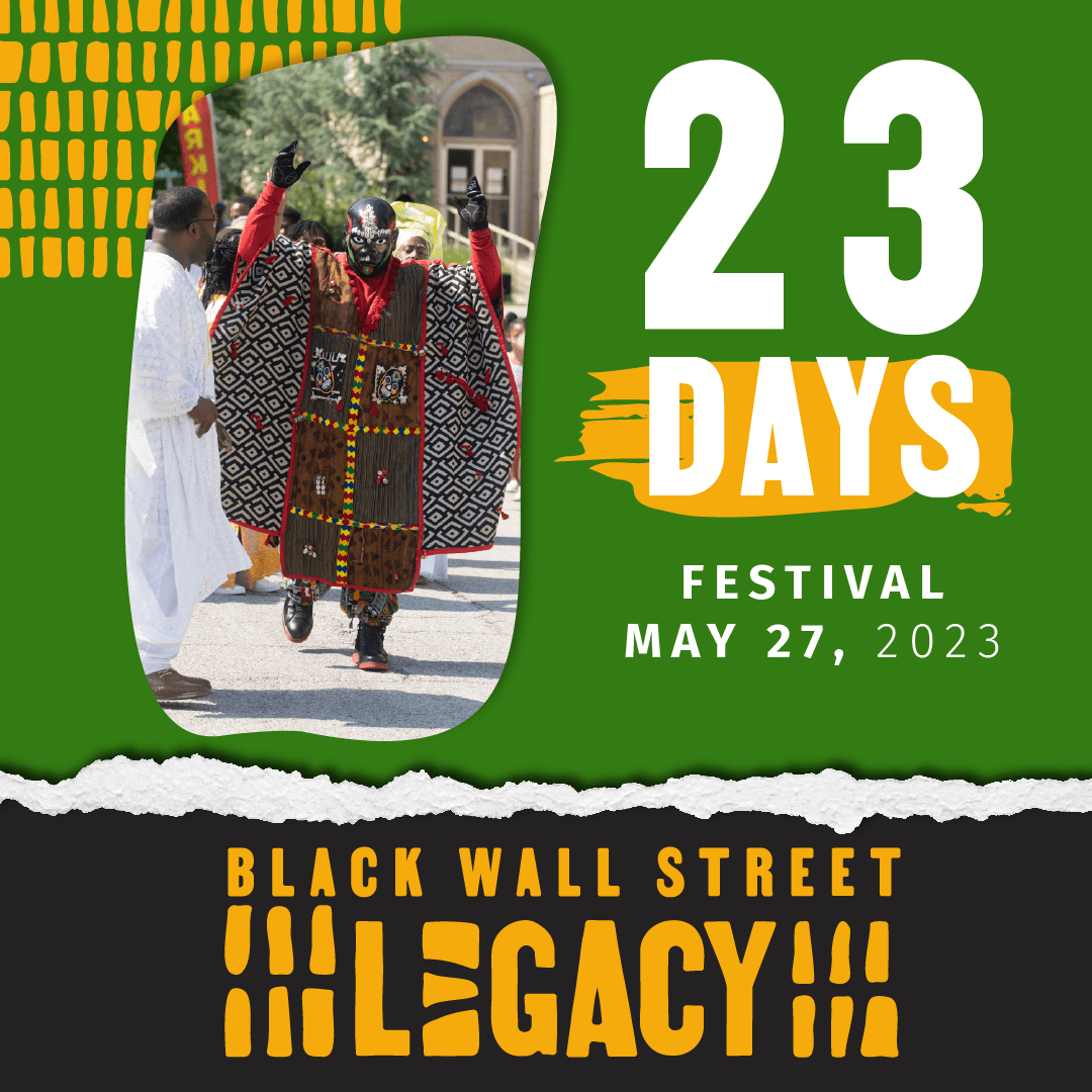 23 more days 😍.  We cannot wait for the commencement of The Black Wall Street Legacy Festival!!! How are you feeling about commemorating, elevating and amplifying the legacy of Black Tulsans over the last 100 years ? Comment with some emojis that describe how you're feeling!