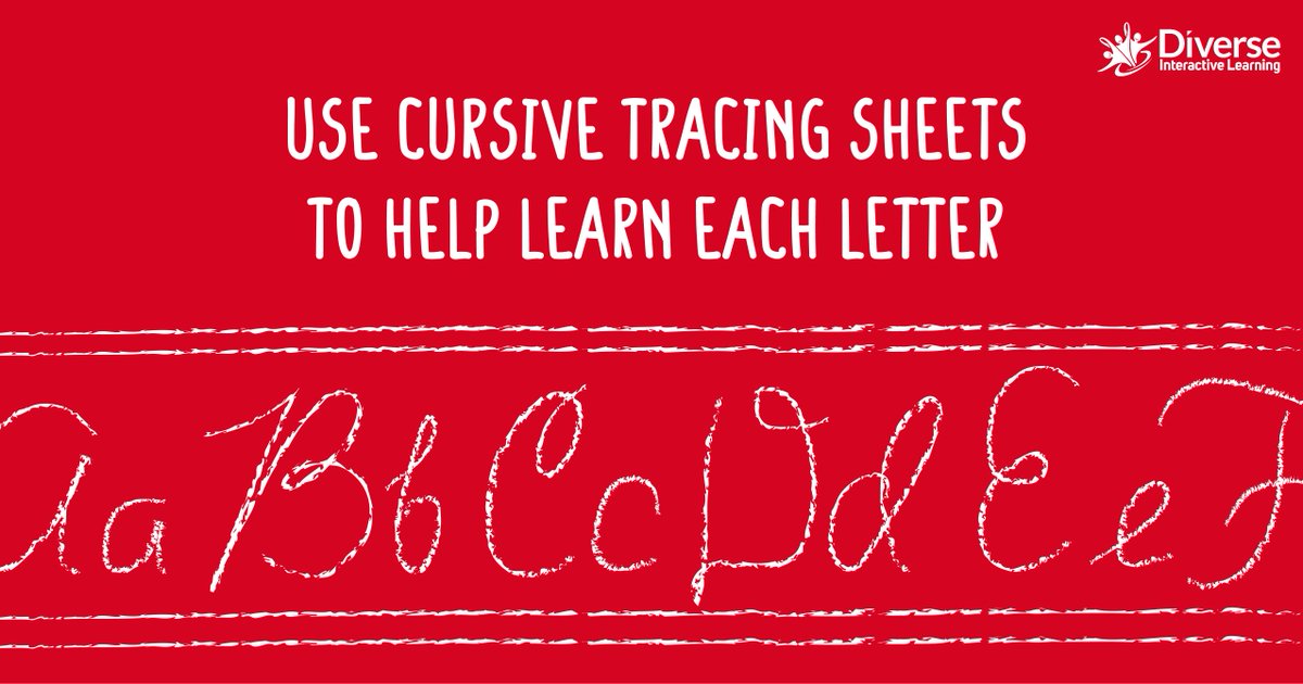 diverselearning's tweet image. Use tracing sheets to help your child get the hang of writing each letter. Visit diverseilearning.com/extraservices/ under Educational Tools for our cursive handwriting workbooks. #cursivewritingforkids #cursivehandwritingpractice #cursivepractice