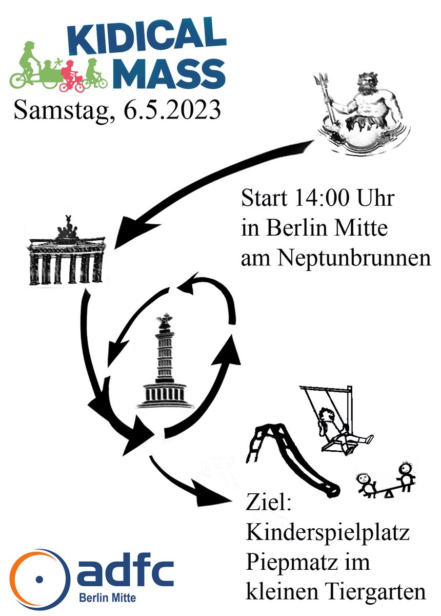 ADFC_Mitte's tweet photo. Auch #Mitte ist mit einer Route bei der #KidicalMass dabei! 🥳
Sa, 6.5., 14 Uhr 
Start: Neptunbrunnen
Ziel: Kl. Tiergarten
Wir fahren durchs Brandenburger Tor und kreiseln um den Großen Stern ✨
Kommt und demonstriert mit uns für mehr Verkehrssicherheit! 
https://t.co/OWSika6EOd https://t.co/zJ9HsPPrGh
