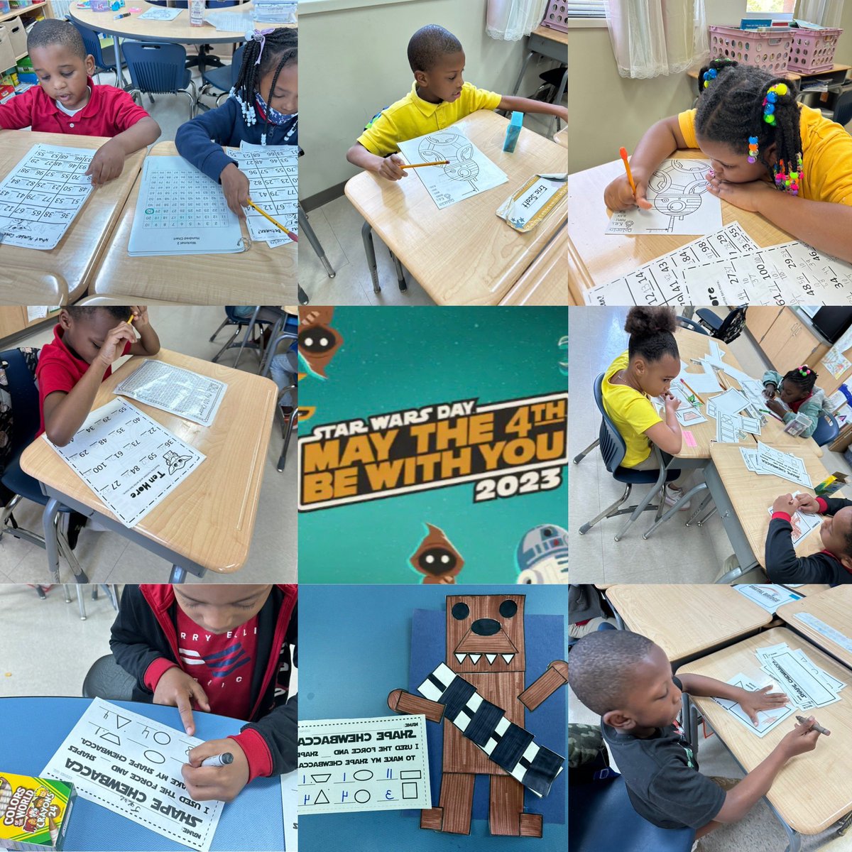 A full day of Star Wars !
Started the day with learning about the science behind lightsabers.
Followed by some Jedi math
Read some intergalactic Decodables 
And ended the day by crafting our own Chewbacca out of shapes.

May the 4th be with you!