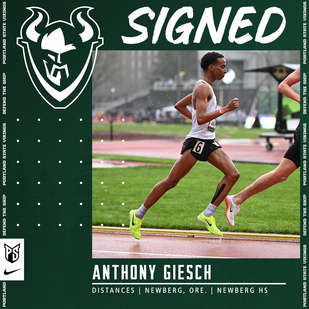 psuviksTF's tweet photo. Signed, sealed, delivered (x2)! Welcome to the Park Blocks, Anthony Giesch!

Giesch won the 3200m at this past weekend's Nike/Jesuit Twilight Relays. He was also an all-state cross country honoree after placing ninth at last fall's OSAA 6A state meet.

#GoViks | #BuildTheShip https://t.co/AH1OISbQ5K