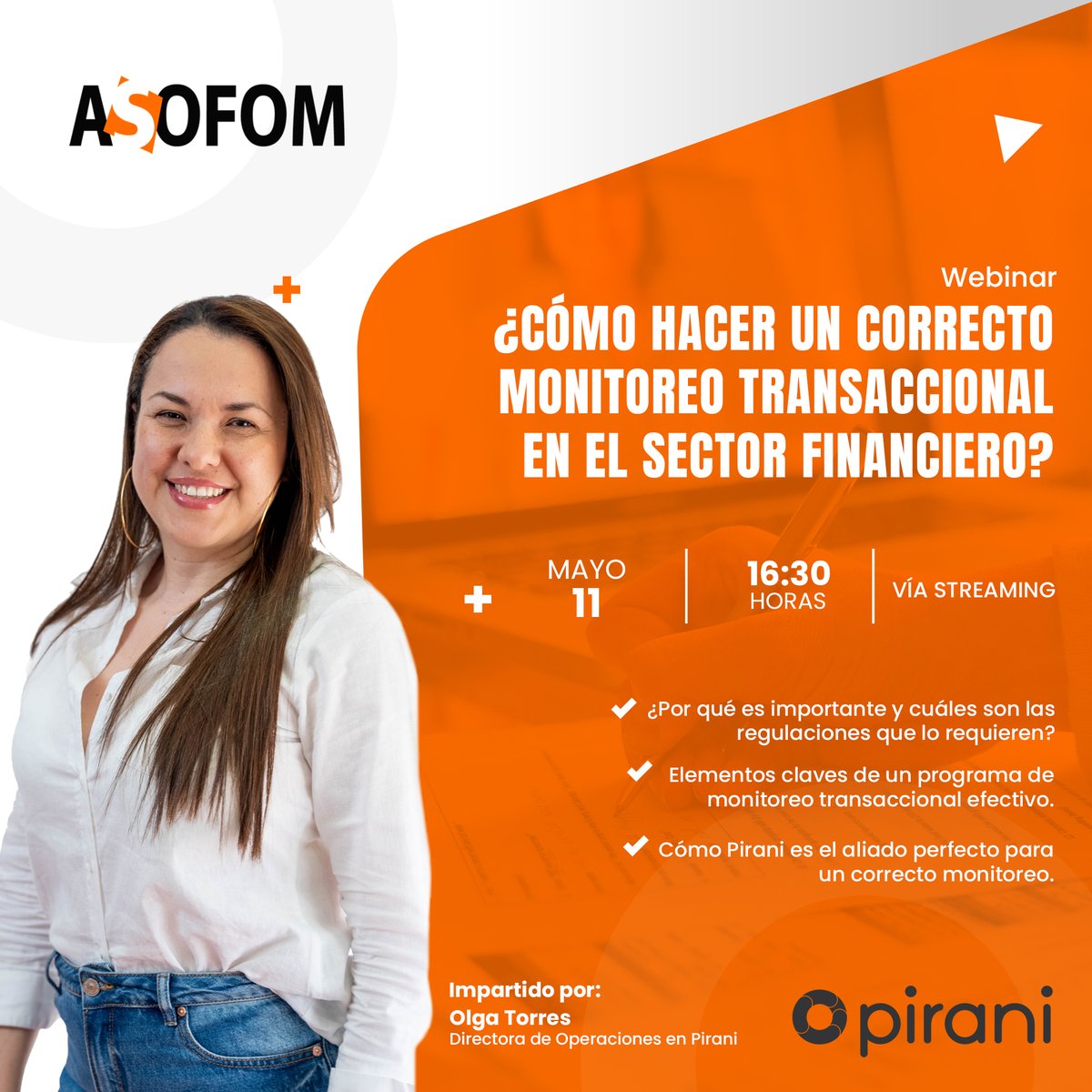 ASOFOM_OFICIAL's tweet photo. Participa en la #capacitación por parte de nuestro aliado #Pirani, que nos hablará sobre la importancia del monitoreo y las mejores prácticas que ayudarán a la #estrategia de tu #EntidadFinanciera, para el aumento de su #productividad.

Regístrate
👉🏽 https://t.co/DJbThNtI2e https://t.co/qUow0aq80U