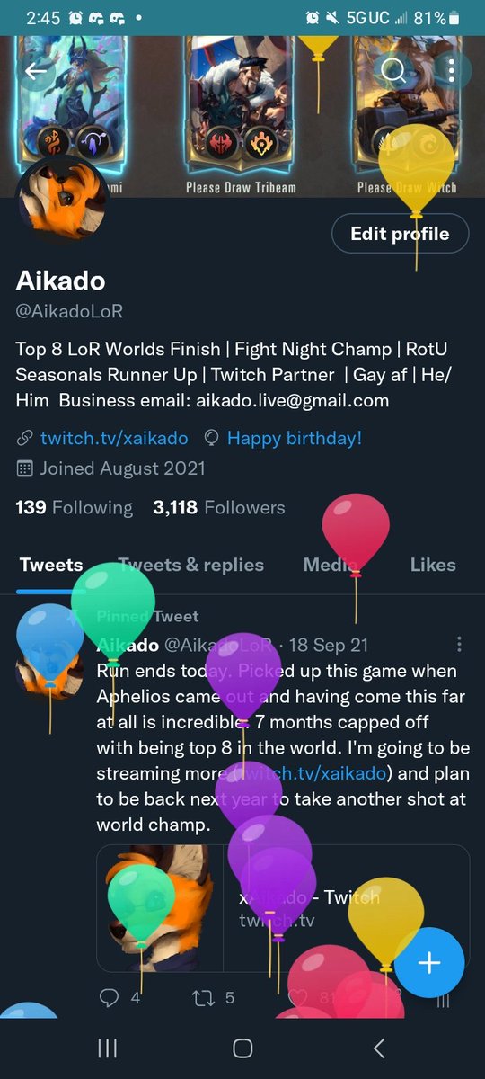 It's the balloon day. Feeling a bit old but that's okay. All around it was an okay year.