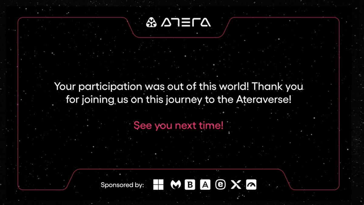 AteraCloud's tweet photo. AND THAT'S A WRAP! 

Thank you all for attending our first-ever #Ateraverse

See you next time 👀 https://t.co/9ZRzYds3E5