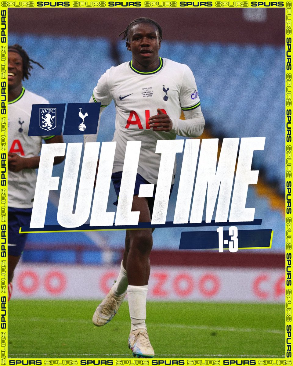 SpursOfficial's tweet photo. 🏆 Goals from Kyerematen (x2) and Donley give our U18s a comeback win in the U18 Premier League Cup final! 

Congratulations, lads! 🤍 https://t.co/w7xxrpEhvZ