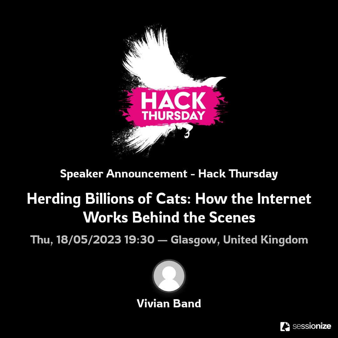 Hack_Thursday's tweet photo. the amazing @gl4cierBlue will be one of our presenters in our new venue on the 18th of May!!!!!!!! https://t.co/1eH2qzfVHS