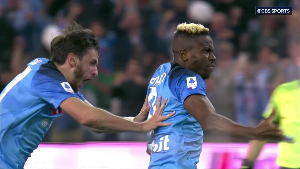 VICTOR OSIMHEN'S 22ND SERIE A GOAL OF THE SEASON IS A HUGE ONE!  🇳🇬 🦅

Napoli are less than 40 minutes away from their first Scudetto in 33 years. 👀”