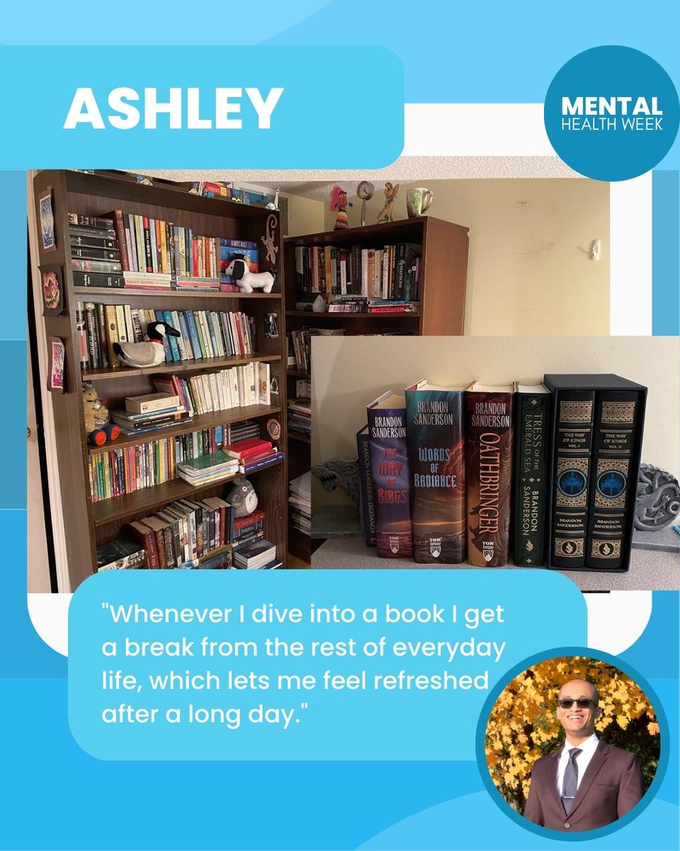 tamvoes's tweet photo. Today, our team is sharing their favorite activities for uplifting their mental health. We hope this inspires you to prioritize your own well-being.

Tell us, what do you like to do to support your mental health? 💙

#MentalHealthMatters #TeamWork  #MyStory #mentalhealthweek https://t.co/iXBCZqPGUk