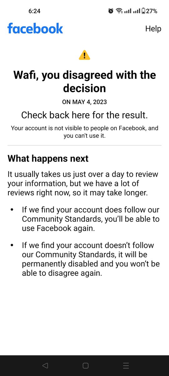 WafiAzizSattar's tweet photo. @AlmaTorok1165 @facebook @sisiiuwu Nothing at all! Imminent threat of permanent disabling of my account looms. They can't even check their support emails and do this?! https://t.co/dtaQgNeRsi