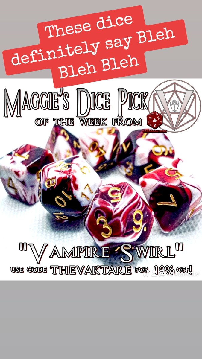 VaktareTTV's tweet photo. Check out Maggie's pick this week and head on over to https://t.co/OG22RM0uVS for your own set! I own a set of these and they're great!!
#dicegoblin #dicetok #ttrpg #dnd #dnd5e #dungeonsanddragons #Canadiandice #communitystrong #internationalcommunity #collaboration #blehblehbleh https://t.co/ZLb1wqSXNB