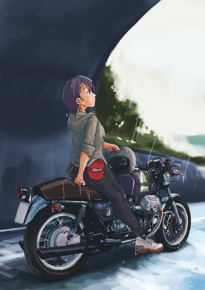 「#ゴールデンウィークSNS展覧会2023  よくバイクと女の子を描きます」|すらくすのイラスト