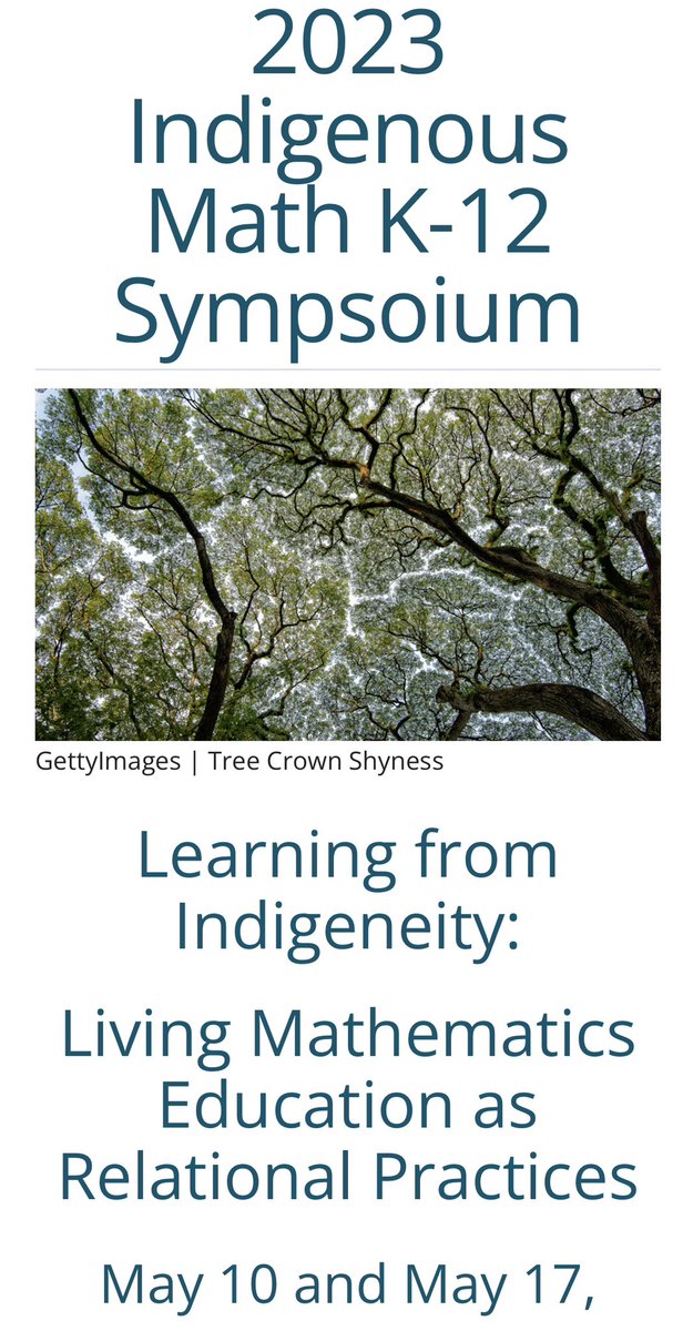 This year’s Indigenous Math Network symposium will be held online on May 10 and 17 from 3:30-4:45pm Pacific time. More info and to register here: indigenous.mathnetwork.educ.ubc.ca/2023-indigenou… #bcedchat