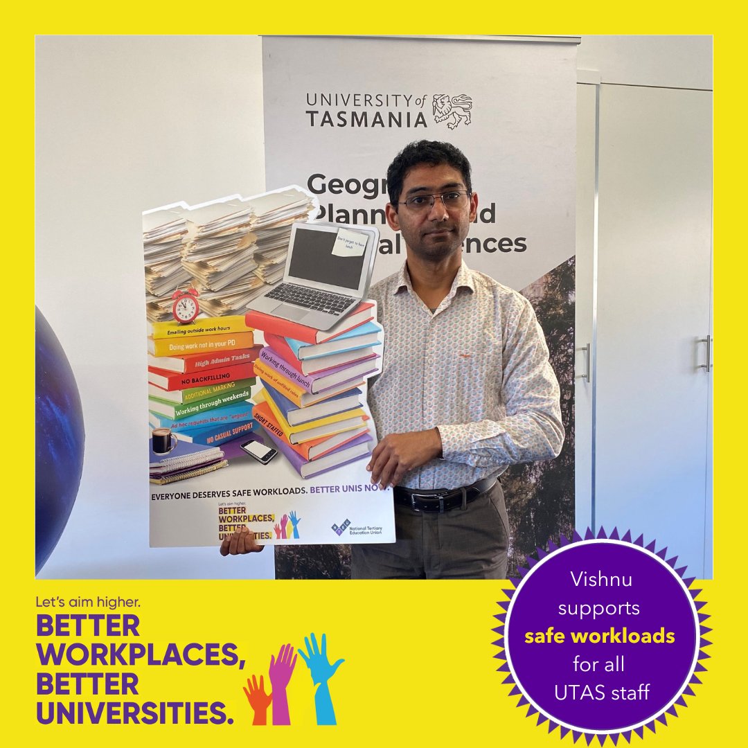 nteu_tas's tweet photo. Adam, Emerald, Vishnu & Yuthena deserve manageable workloads. Stand with them by joining the NTEU and saying enough to excess overwork. #BetterUnisNWA #BetterUTAS #SafeWork #politas @NTEUnion https://t.co/VYVww14kK3
