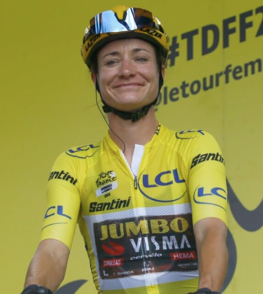 Voxwomen's tweet image. .@marianne_vos is the only rider to have won a stage in all three races, the @LeTourFemmes, @giro_donne and  @LaVueltaFem with the leader's jersey on her shoulders 🐐