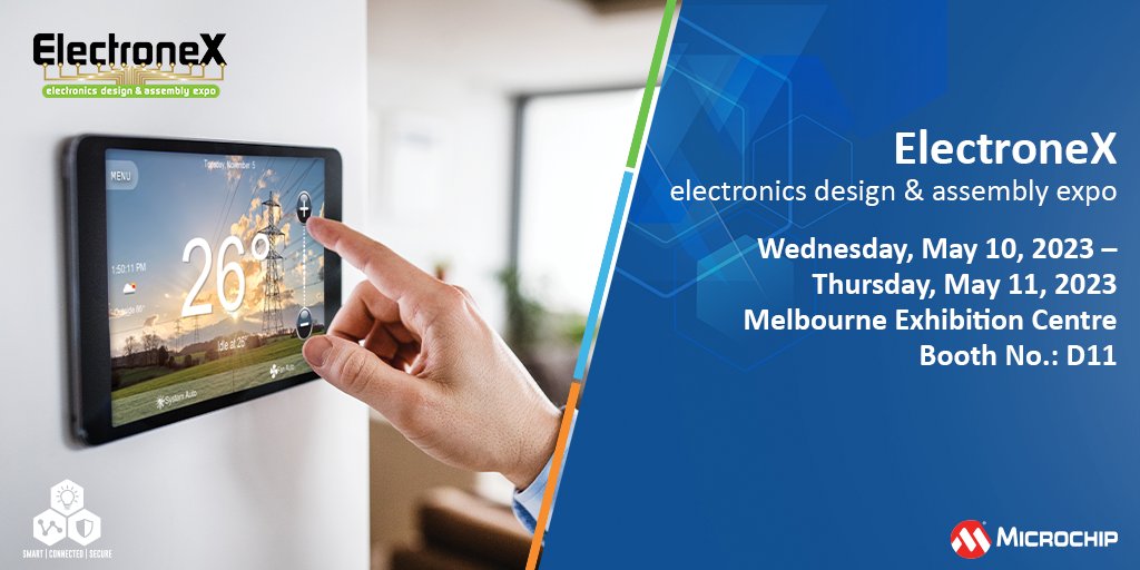 MicrochipTech's tweet photo. Learn about our innovative embedded solutions, including wireless connectivity, USB technology, graphic and touch interfaces and edge AI. Meet our experts at ElectroneX 2023 at the Melbourne Exhibition Centre May 10–11, 2023: https://t.co/qsgxMjnhEF. #ElectroneX #USBtechnology https://t.co/11D8GHvDyx