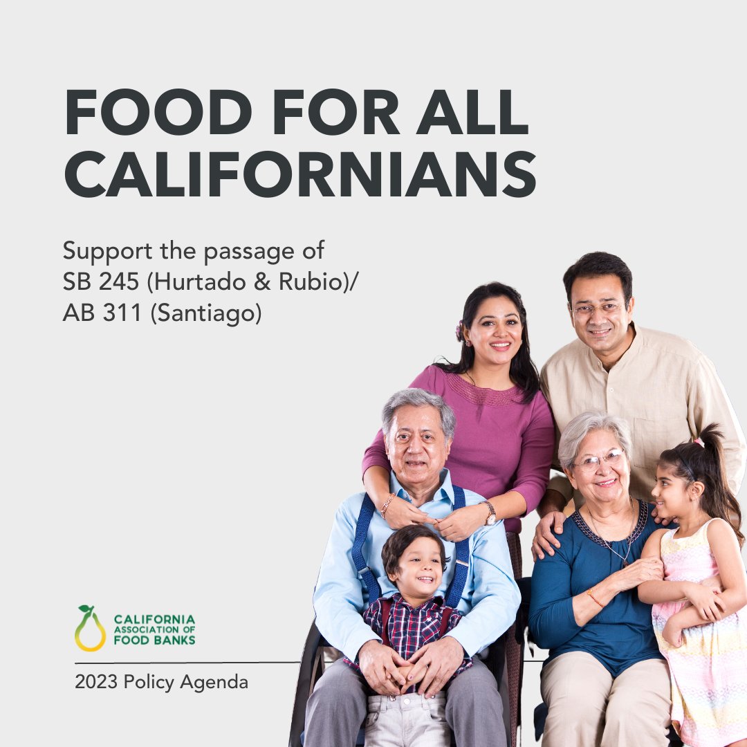 cencalfoodbank's tweet photo. #SB245/#AB311 #Food4All would provide state-funded food benefits to all Californians ineligible for #CalFresh due to immigration status, regardless of age. Let’s make this a reality @CAgovernor @GavinNewsom & #CAleg! h/t @Senator_Hurtado @SusanRubioCA @MSantiagoAD54 https://t.co/3e8LolSUTK