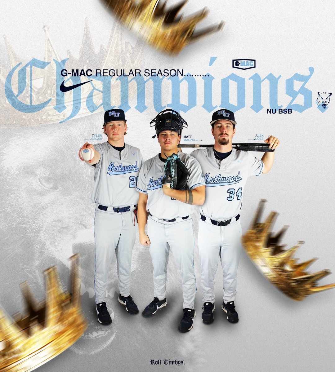 nutimberwolves's tweet photo. Congrats @northwood_bsb! They clinched a share of the G-MAC Regular Season Championship with a pair of wins today! #rolltimbys🐺 https://t.co/Mg9LjCH872