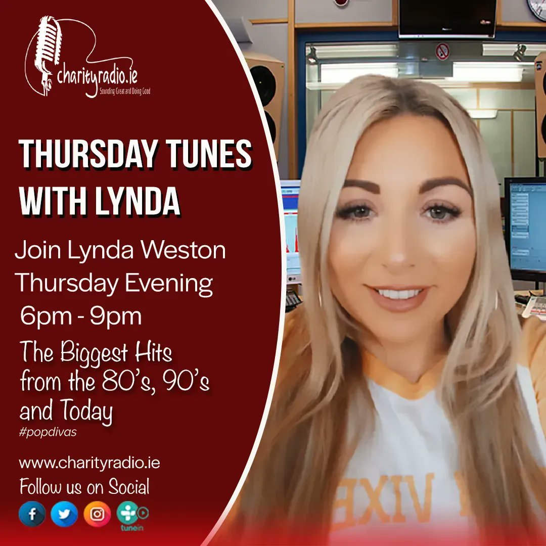 Thursday Tunes with Lynda Weston from 6pm - 9pm on buff.ly/38ZJhFR
The biggest hits from the 80's 90's and today
buff.ly/36CL3ek
Sounding Great and Doing Good
#ThursdayTunes #CharityRadio