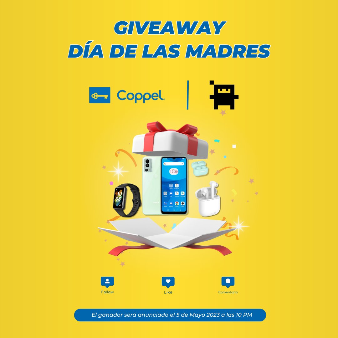 isopixel's tweet photo. DINÁMICA Mamá Geek #Coppel e Isopixel👩‍🍼.

Gana el kit del Día de las Madres cortesía de #Coppel e @Isopixel que consta de:

-📱Celular Zuum Desbloqueado Aura Z 128 GB Verde con Audífonos
-🎧Audífonos True Wireless EVL Manos Libres
-⌚Fitband Huawei Band 7 Negro

DINÁMICA

-Contesten a este tuit contando porque su mamá es la mejor 
-Sigue a #Coppel en Instagram
-Sigue a @isopixel en Twitter
-Da Like y RT a este tuit
-Adjunta captura dónde se vea que nos sigues tanto a #Coppel en IG y a mi en TW
-En tu respuesta utiliza el hashtag #MamáGeekCoppelisopixel

Y… ¡Listo! Ya estás participando 🍀🤞

*La dinámica estará activa desde el momento que se publique este tuit y hasta las 21:00 horas del viernes 5 de mayo.

**Pueden participar de todos los estados de la República Mexicana.

***El ganador se elegirá de modo aleatorio entre aquellos que respondan y hayan cumplido todos los requisitos: Screen de que siguen a #Coppel en IG, a mi en TW e IG y que usen el hashtag #MamáGeekCoppelisopixel.

#CoppelTech