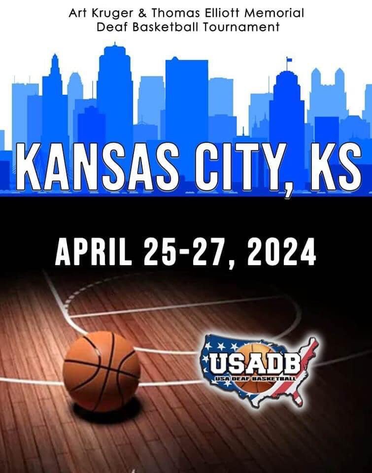 EAADbball's tweet photo. Mark your calendar for the 2024 USA Deaf Basketball (USADB) national tournament in Kansas City! https://t.co/ESKXtAruGd