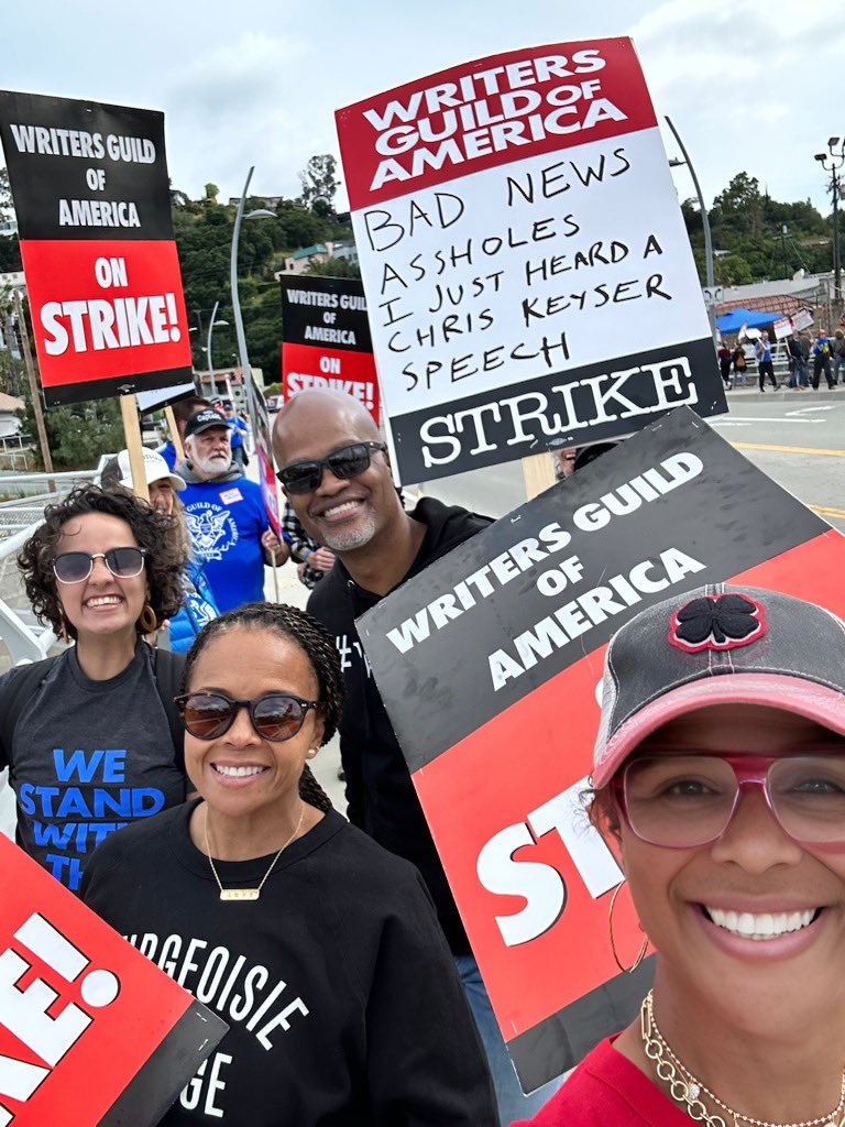 You know you’re in the right place at the right time when the queen Yvette Lee Bowser joins you on the picket line! 

#WGAStrong
#WGAStrike
#PencilsDown