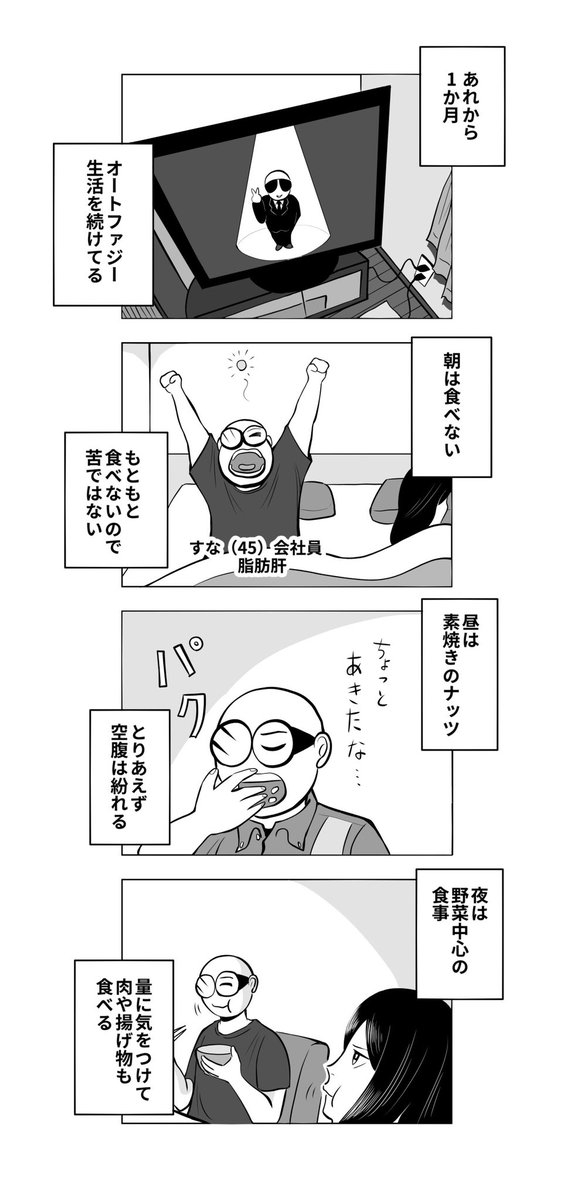 脂肪肝の男が食欲から目を背けたり向き合ったりする話。1/6  #ちりつも日常