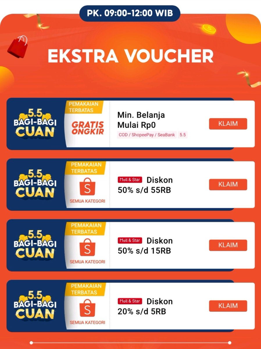 43verone's tweet photo. Voucher diskon shopee tanpa refresh 
09.00 WIB
50% sd 55k
50% sd 15k 

Standby di link ini
https://t.co/DAze4XkK8n

The moon nonton pledis beomgyu dosen cerai https://t.co/5aqoMtfvyw