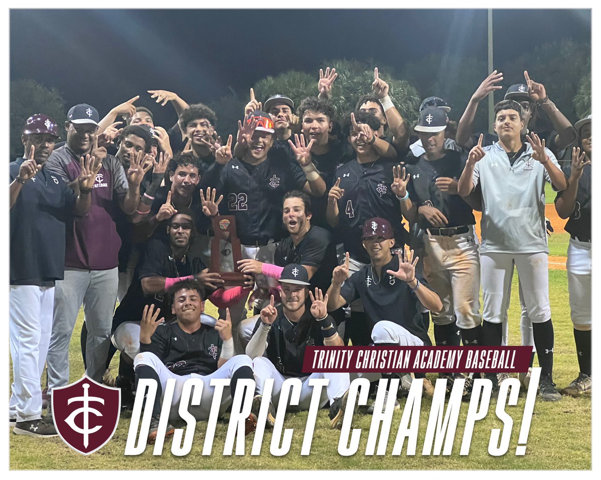Trinity defeats Jupiter Christian 13-2 on a walk off home run to win the district title!