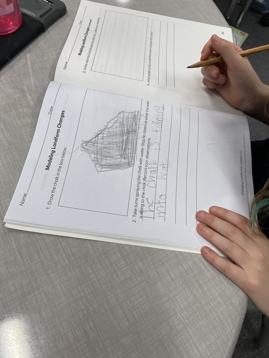 2nd Grade Geologists used a Chalk &amp; Water Model to gather evidence to support the idea that water can change a landform🪨🥼✏️!!