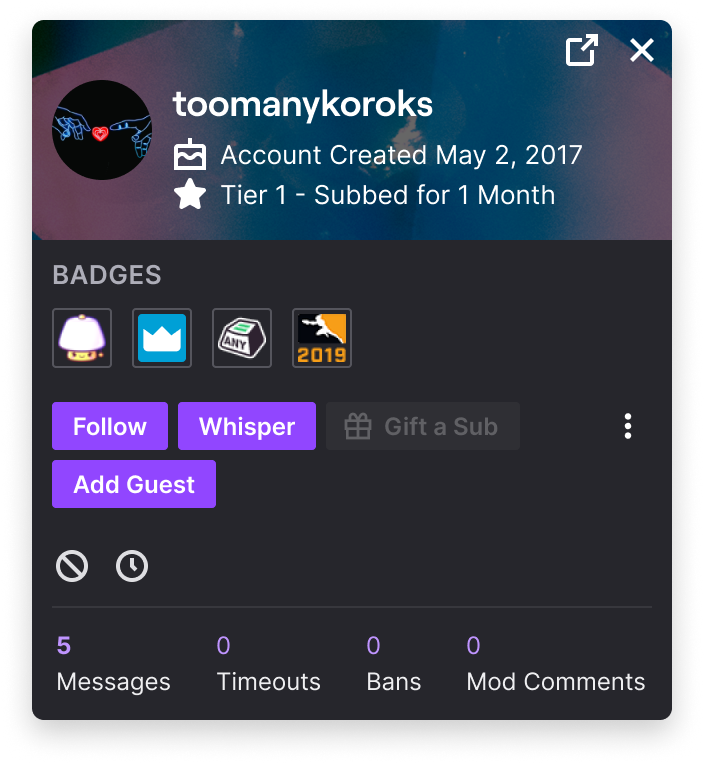 📢 Starting today, streamers can invite guests to join them on-stream directly from chat:

💬 Click on a user in chat
➕ Click the “Add Guest” button

🌟 Guest Star will automatically start a session and invite your guest to join you backstage, where you can then push them live!
