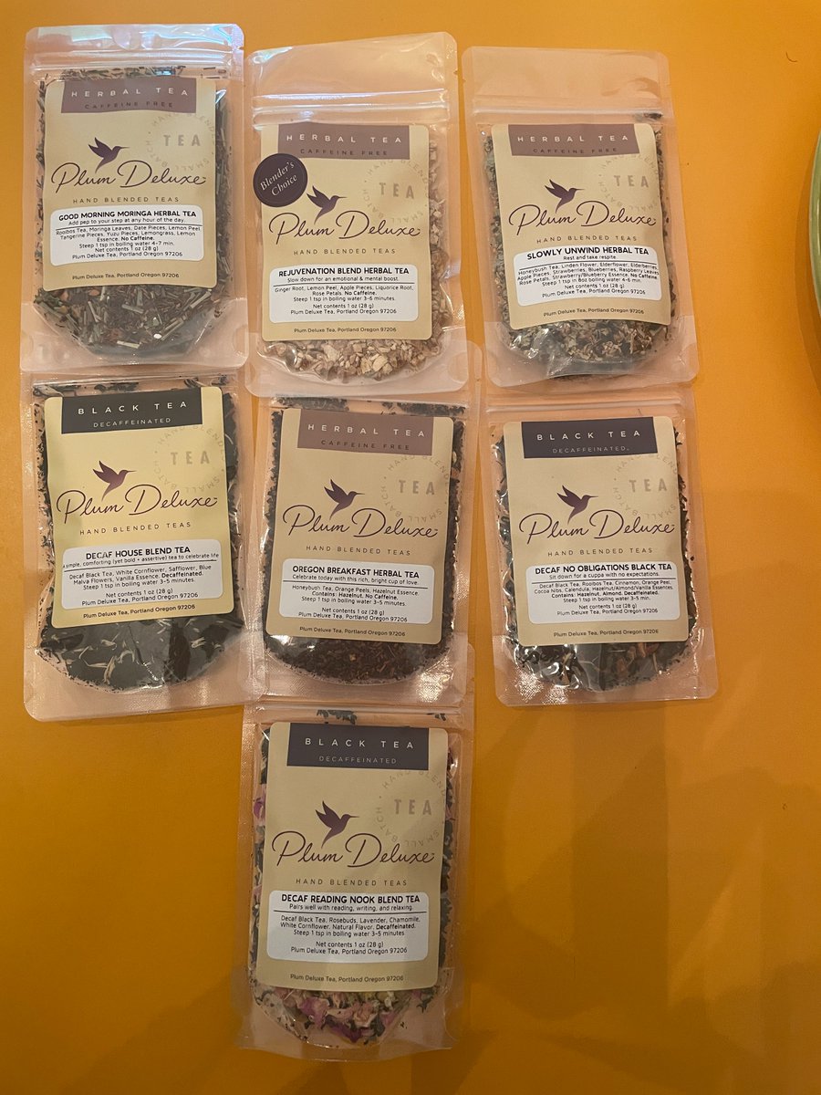 dst6n01's tweet photo. OK I got my @plumdeluxe teas!!!!  I'm super excited about my surprise--you can let the teamaster blend you something unique based on your order.  I got "Rejuvenation Herbal" and it is soooo good! https://t.co/gXu3ZAS9OV