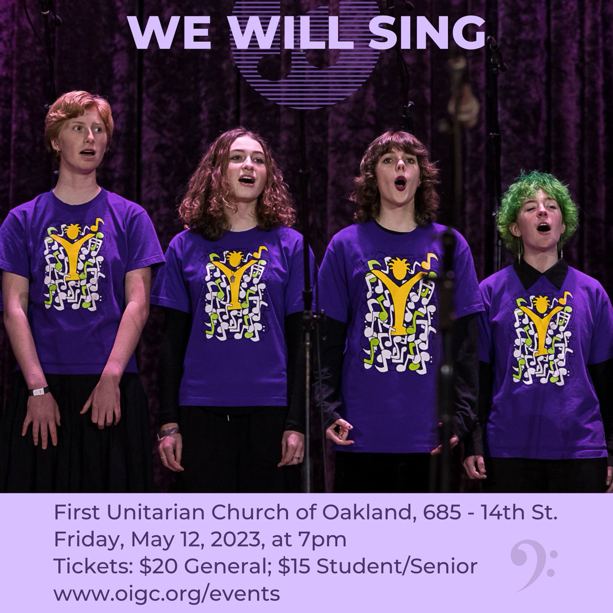 OYCforMe's tweet photo. WE WILL SING - Oakland Youth Chorus Spring Concert is on FRI, May 12, 7pm!  🎵🎉  Enjoy a night out with friends &amp; family. 🤩 Tix: $20 Gen; $15 St/Sr –proceeds support the OIGC Youth Programs! Get them now at https://t.co/uvKSGug8tW

#OIGC37 #OYC48 #YouthChoir #SpringConcert https://t.co/Sxjf0d7N18