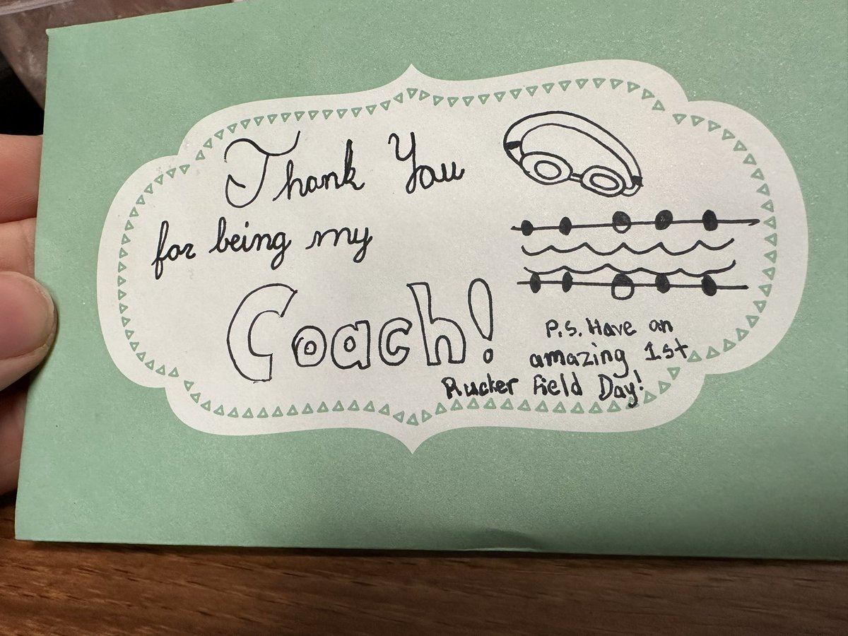 Pattertini's tweet photo. Teacher appreciation week @RuckerRocks has brought a whole new feeling to the word community. I am floored at the outpouring of love!! This sweet student took the time to write me a special message for our field day tomorrow. #ruckerrocks #ruckerpe #itwillbeamazing https://t.co/CwBQHy4F6n
