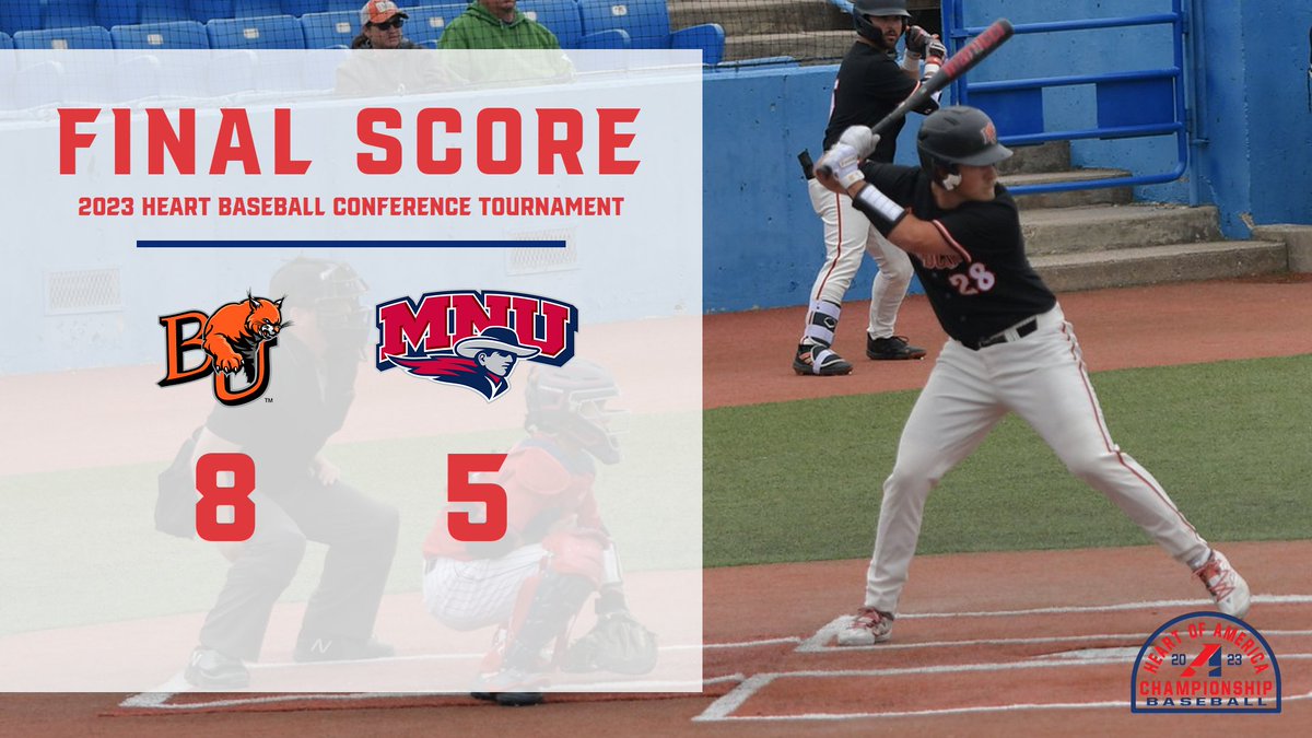 TheHeartConf's tweet photo. ⚾️, In game two of the 2023 Heart Baseball Conference Tournament, No. 4 @BakerAthletics defeats No. 5 @mnusports, 8-5!

https://t.co/LvPMYRI5bH https://t.co/hUoObhiQ1l