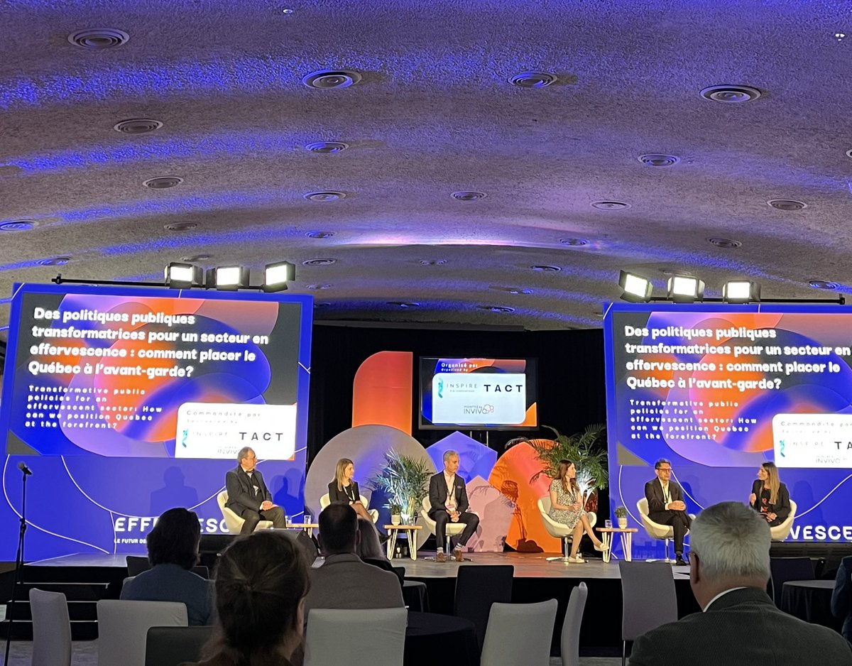 En direct de notre session de clôture de cette quatrième édition d’EFFERVESCENCE où les intervenants abordent le thème des politiques publiques transformatrices pour placer le Québec à l’avant-garde!
@Montreal_InVivo et <a href="/TACT_conseil/">TACT</a> 
#effervescencemtl