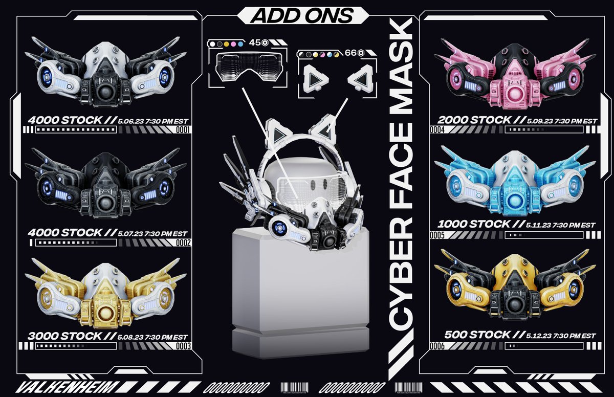 valkenheim__'s tweet image. introducing my newest series, following the cyber winged headphones - the matching cyber face mask !! 

this will begin on Saturday 7:30 PM EST with a free limited at 4,000 stock!
 
if this post can get 2k RTs + 2k likes though, i&apos;ll raise stock 2k more 

roblox.com/catalog/133445…