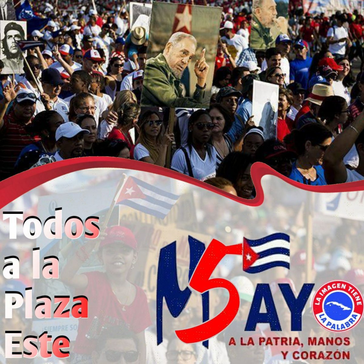 📢  Falta poco 🇨🇺👐❤️
¡¡¡Súmate que esto es fiesta!!! Viernes 5 en nuestras plazas y calles desfiles  del heroico pueblo trabajador.
¡Por el futuro de #Cuba y el #1Mayo, #ALaPatriaManosYCorazón! «siempre hay obra noble y útil que hacer por Cuba».