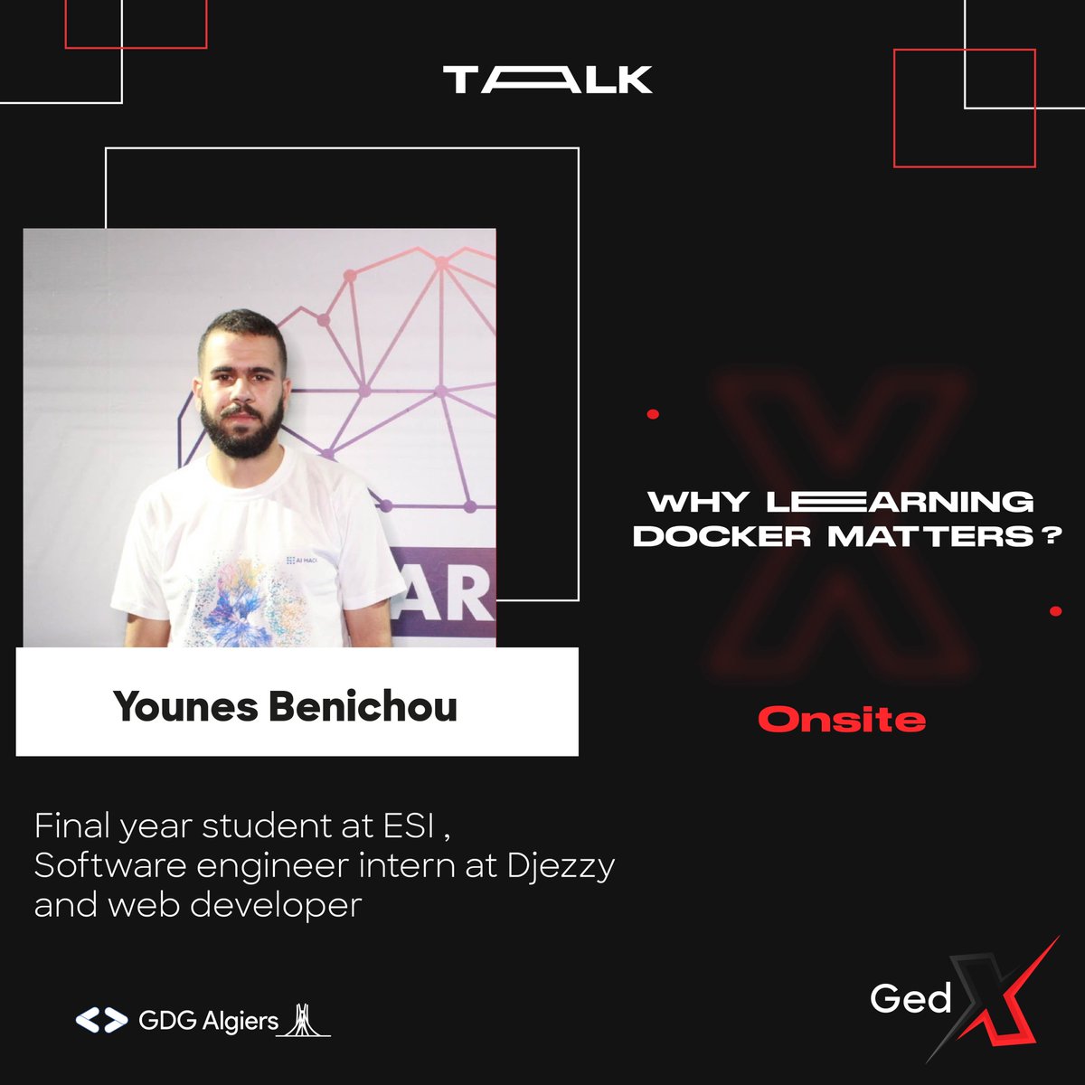 GDG_Algiers's tweet photo. If you're a software developer, learning Docker is no longer optional ❌️ it's essential✅️
Don't miss the opportunity to find out how this technology can make your work easier 📷faster⚡️ and more efficient✨ with @Younes_benichou.
#Gedx #GDG #GDGAlgiers #talk https://t.co/id6Hykd4Uu