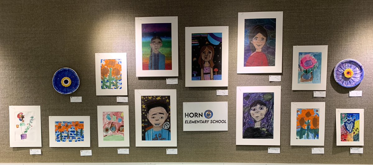 MsTyeArt's tweet photo. If you stop by the admin building during the month of May, make sure you check out the artwork by our hardworking and talent Horn Cubs! #HornDreamsBig #AliefFineArts https://t.co/pZVPb5AGy6