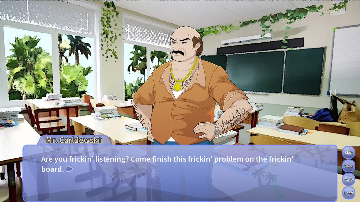 >'official' game's teacher
>ugly and boring
>snoot game's teacher
>literally Carl from ATHF