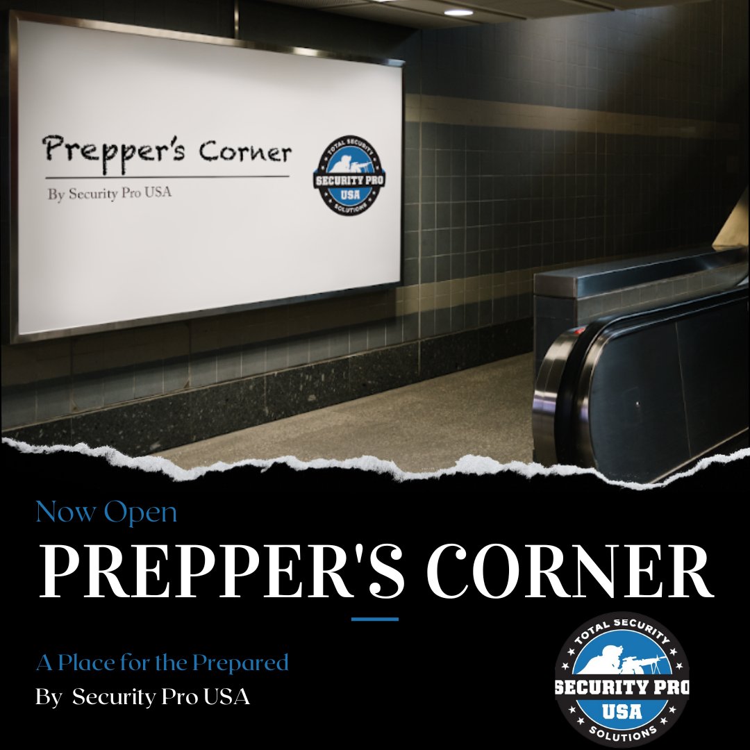 SecurityProUSA's tweet photo. Attention preppers! Our latest concept, Prepper's Corner, caters to you and survivalists alike. Visit us today and start preparing for a better tomorrow. #prepper #survivalgear #emergencysupplies #prepperscorner https://t.co/wHype0ZsYQ https://t.co/afJqHctNna
