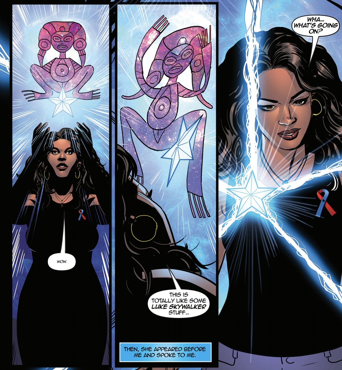MrEdgardoNYC's tweet photo. In @LaBorinquena_GN №1 origin storyline, it's Atabex' first appearance and she looks like @RosarioDawson's #Ahsoka, and @MarkHamill's #LukeSkywalker gets a shout out. #MayThe4thBeWithYou enough for you? https://t.co/yQ89E6tojN