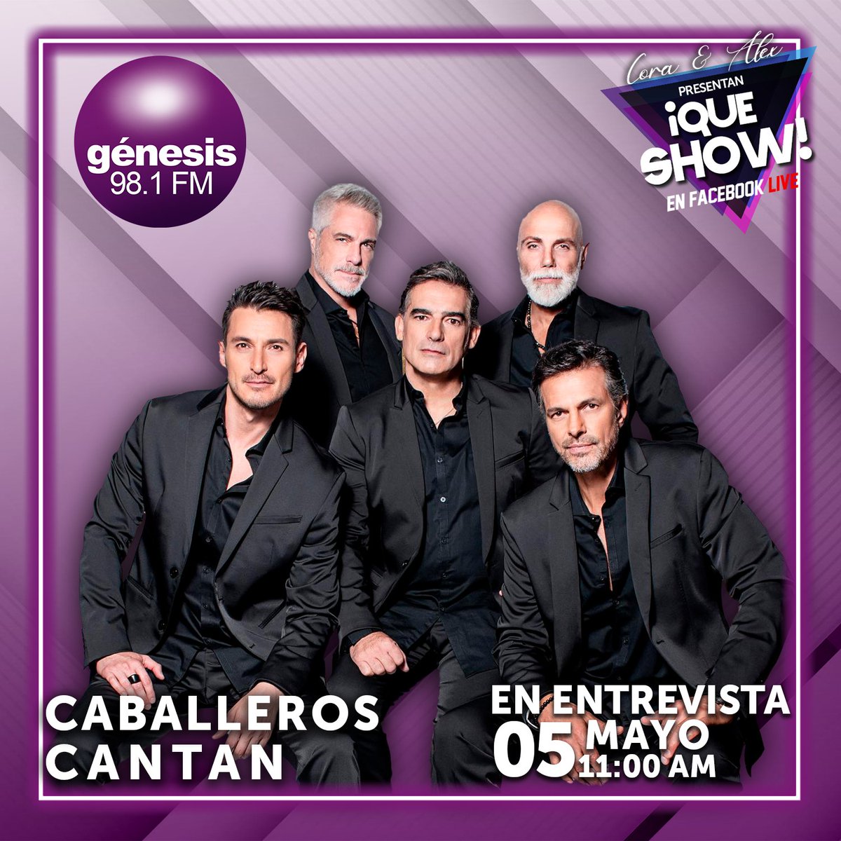 genesis981fm's tweet photo. No te pierdas #Queshow porque tendremos una entrevista exclusiva con "Los caballeros cantan", donde nos contarán todo sobre su próximo concierto en la ciudad. 🎼🎤
¡Acompáñanos y disfruta de una charla llena de música y muchas sorpresas!🎶 https://t.co/6qy3fZ70Tc