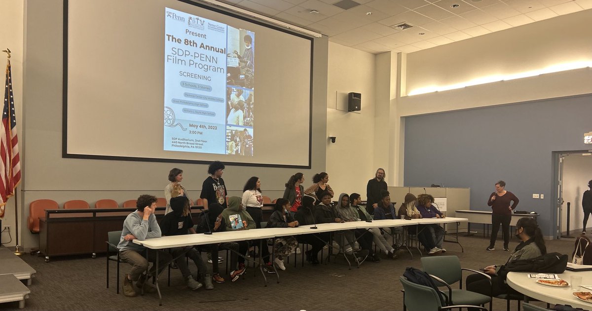 frannewberg's tweet photo. SDP and Penn Film Program screening today! Excellent work students-Sayre-ParkwayCC-West Philly! ⁦@PHLschools⁩ ⁦@PSTV_SDP⁩ https://t.co/3pOsZRhJyQ