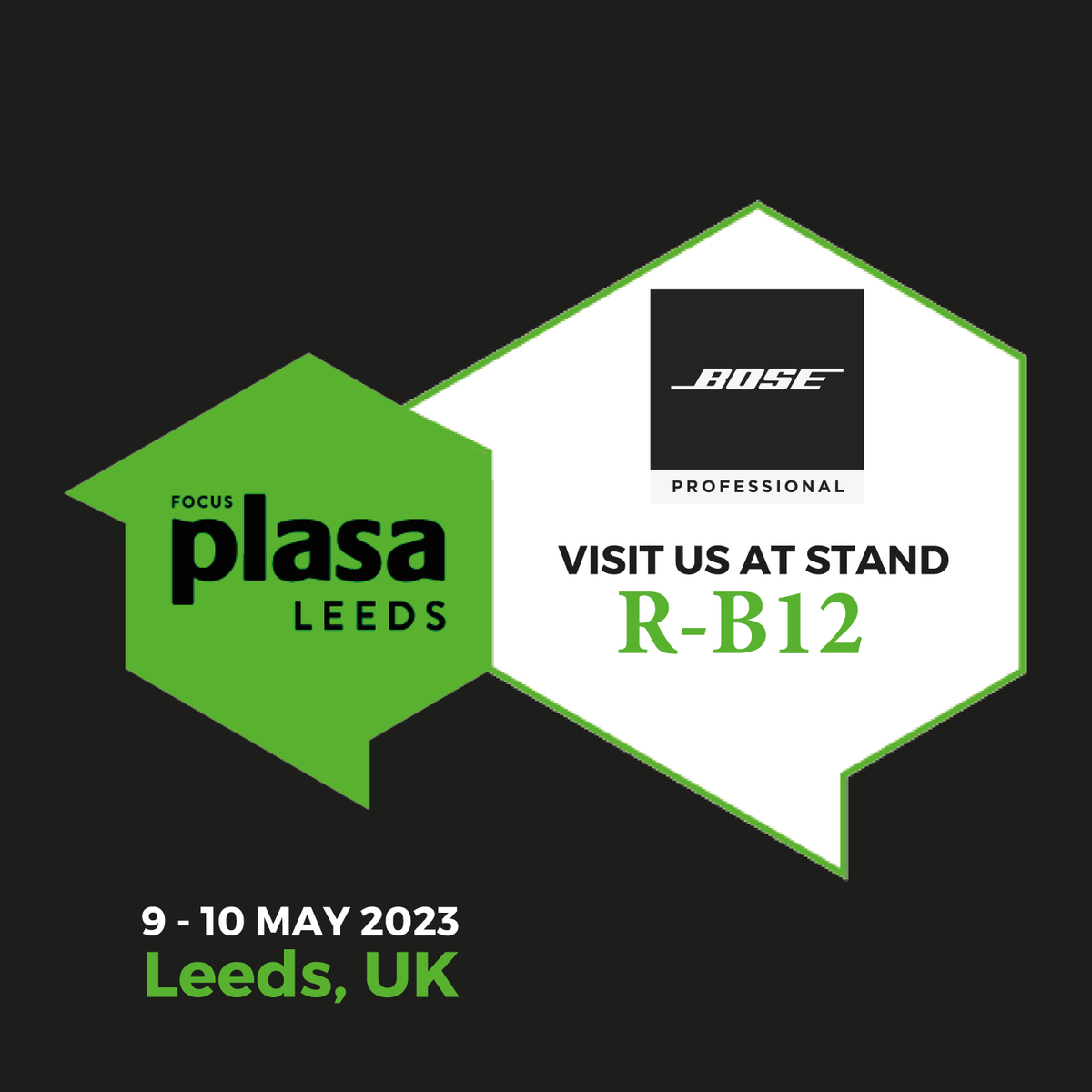 New month – new show. Bose Professional is participating in the PLASA Focus Leeds 2023. register.visitcloud.com/survey/20yl1kq…

Visit the team at booth R-B12 to learn more about our products and technologies. We'll be happy to see you there next week. 

#boseprofessional #bosepro #PLASALeeds