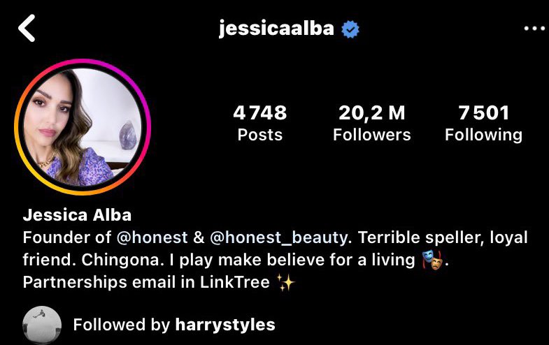 Harry just followed actress Jessica Alba on Instagram!