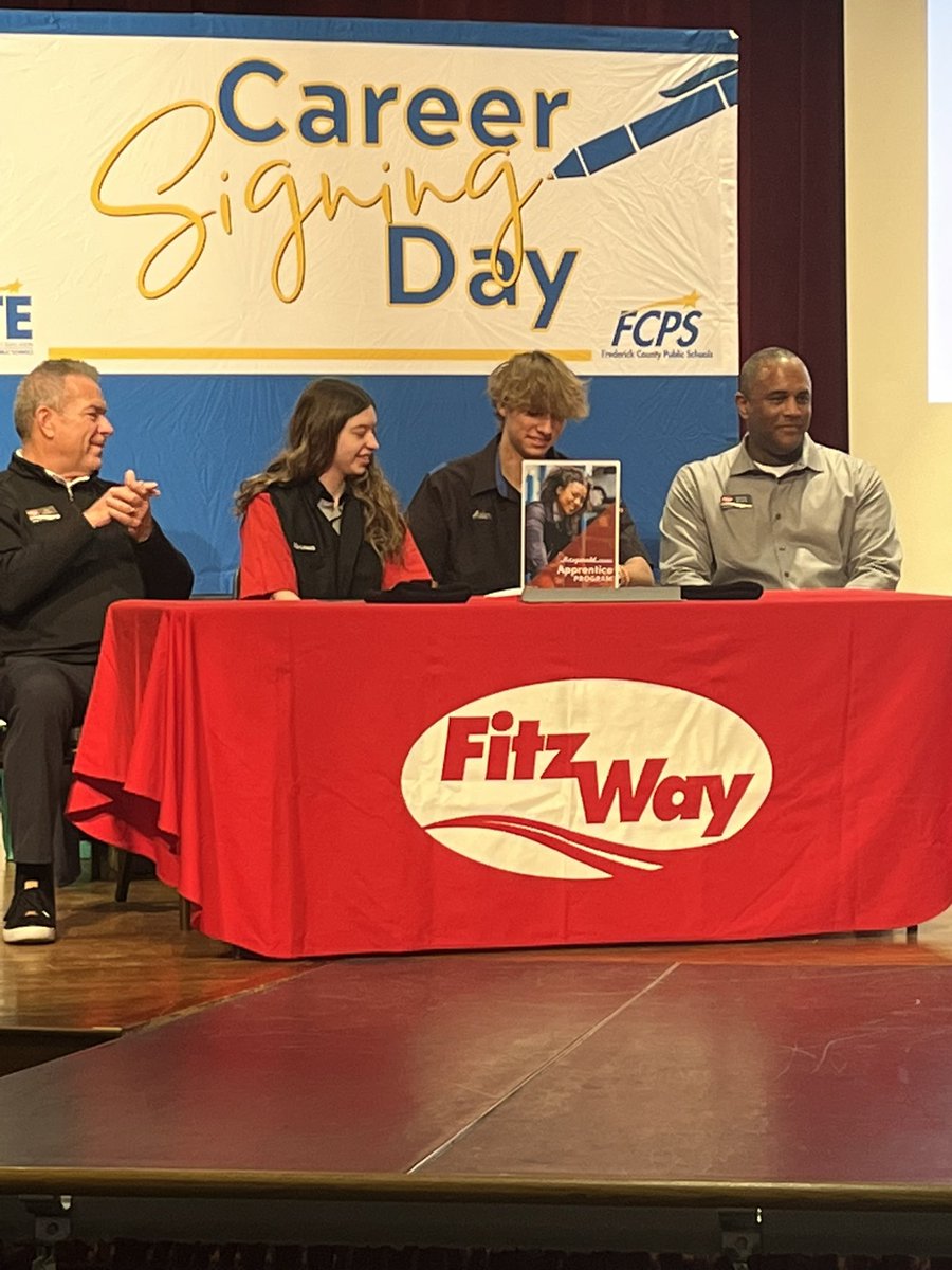 MrsJorgensen_'s tweet photo. Thank you to everyone who participated in signing day today! A special congratulations to senior, Aiden Marcelino who signed with Fitzgerald to continue his work in the mechanic field! Super proud! #FCPSCTE @EBokinskyCTEWBL @LisaSmithFCPS https://t.co/mP3RaRWwUj
