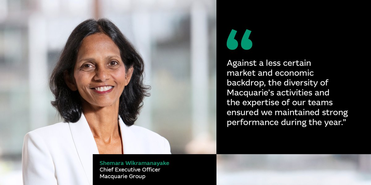 Macquarie's tweet photo. Today Macquarie Group released its 2023 full-year result. Read more: https://t.co/4qZlGrtUHh https://t.co/JQN5X9IRWy