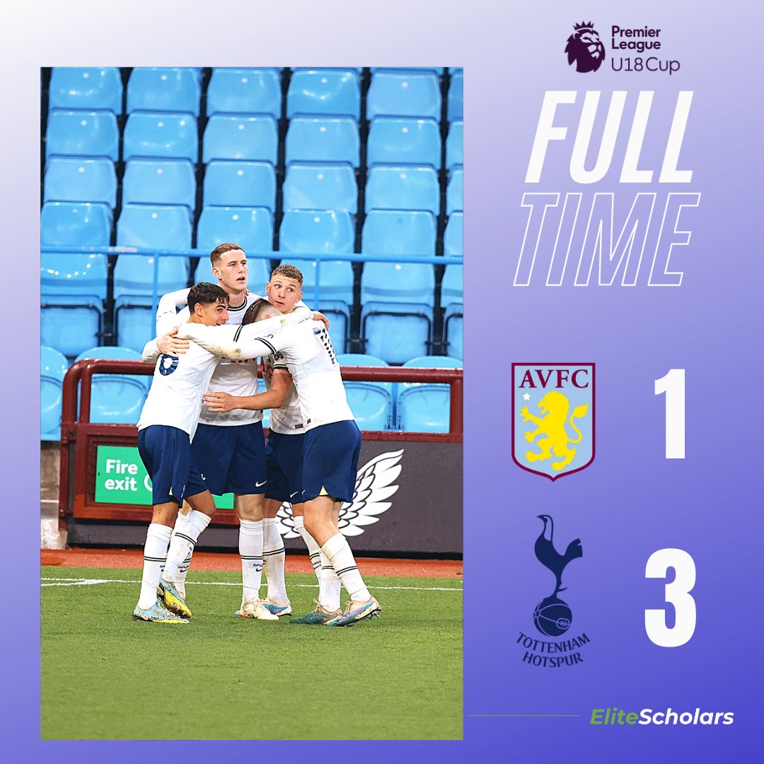 Tottenham take the U18 Premier League Cup after a 3-1 victory over Aston Villa at Villa Park! 🏆🔥🤝
#u18plcup #TottenhamHotspur #AVFCU18s